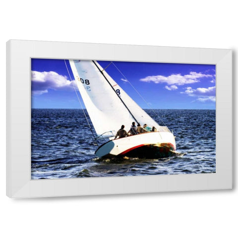 Sailing At Days End White Modern Wood Framed Art Print by Hausenflock, Alan