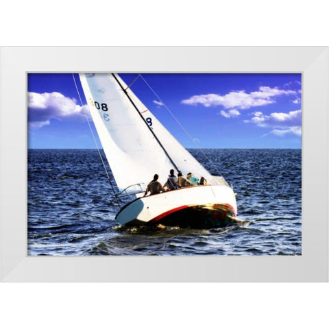 Sailing At Days End White Modern Wood Framed Art Print by Hausenflock, Alan