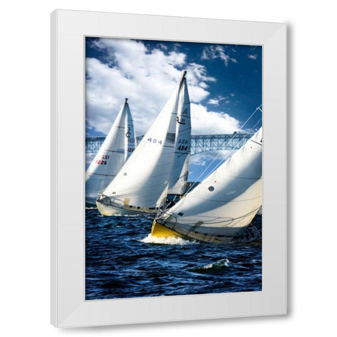 Racing To The Buoy White Modern Wood Framed Art Print by Hausenflock, Alan