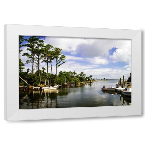 Small Harbor I White Modern Wood Framed Art Print by Hausenflock, Alan