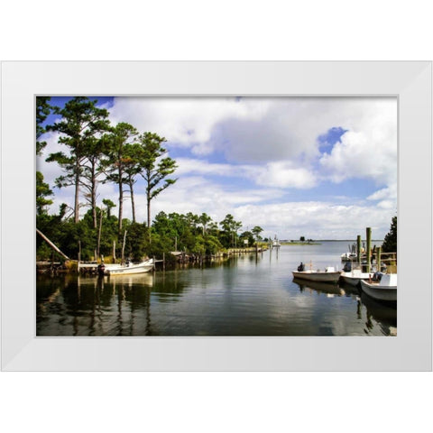 Small Harbor I White Modern Wood Framed Art Print by Hausenflock, Alan