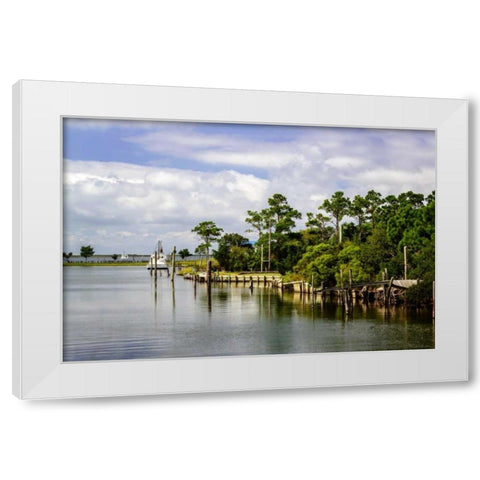 Small Harbor II White Modern Wood Framed Art Print by Hausenflock, Alan