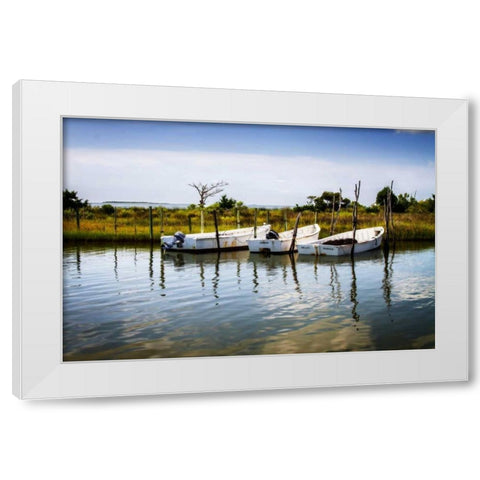 Three Small Boats II White Modern Wood Framed Art Print by Hausenflock, Alan