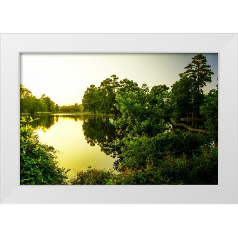 Sunrise On Green Lake I White Modern Wood Framed Art Print by Hausenflock, Alan