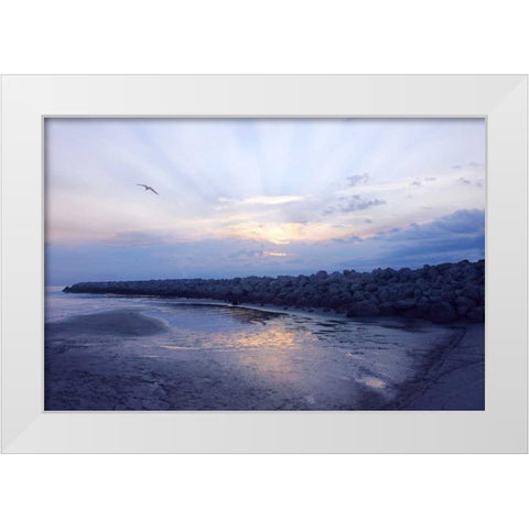 Cedar Island Sunrise White Modern Wood Framed Art Print by Hausenflock, Alan