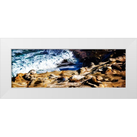 La Jolla Sea Lions II White Modern Wood Framed Art Print by Hausenflock, Alan