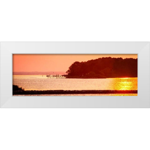 Potomac Sunset I White Modern Wood Framed Art Print by Hausenflock, Alan