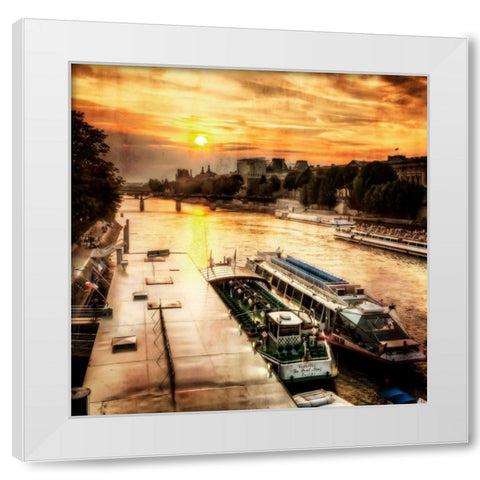 River Seine at Sunset I White Modern Wood Framed Art Print by Hausenflock, Alan