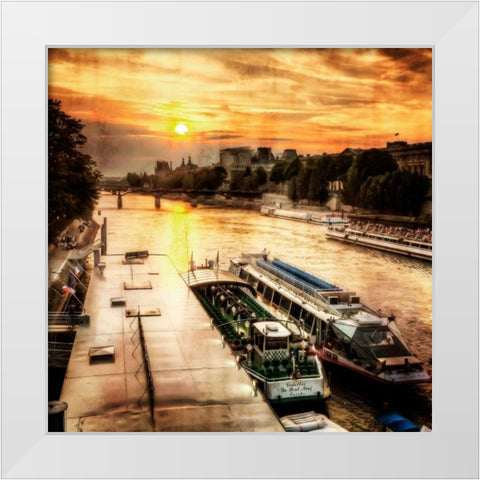 River Seine at Sunset I White Modern Wood Framed Art Print by Hausenflock, Alan