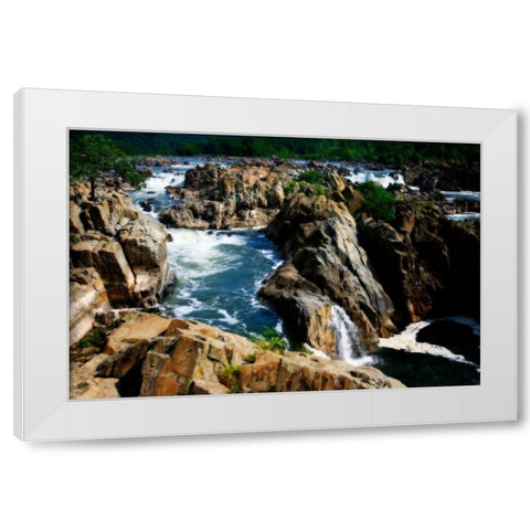 Great Falls II White Modern Wood Framed Art Print by Hausenflock, Alan