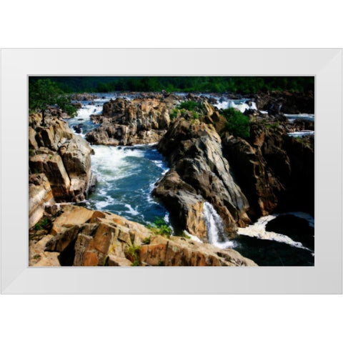 Great Falls II White Modern Wood Framed Art Print by Hausenflock, Alan