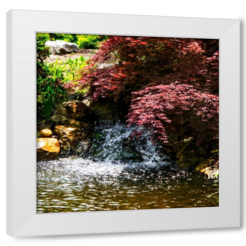 Gentle Waterfall II White Modern Wood Framed Art Print by Hausenflock, Alan