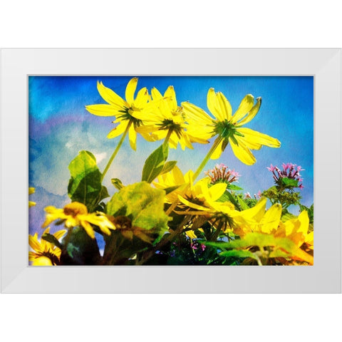 Flowers on Watercolor I White Modern Wood Framed Art Print by Hausenflock, Alan