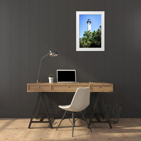 Saint Simons Lighthouse I White Modern Wood Framed Art Print by Hausenflock, Alan