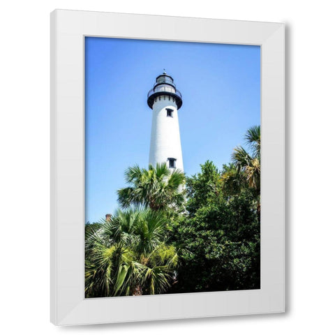 Saint Simons Lighthouse I White Modern Wood Framed Art Print by Hausenflock, Alan