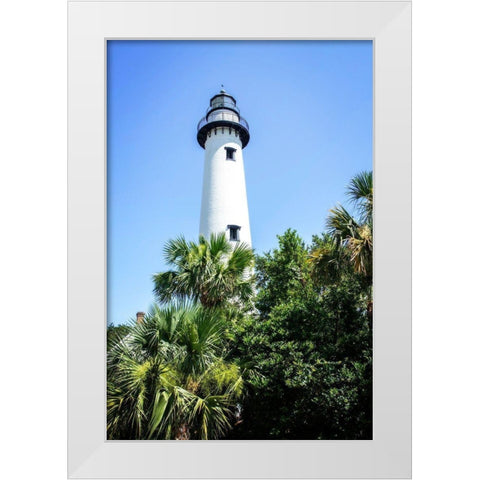 Saint Simons Lighthouse I White Modern Wood Framed Art Print by Hausenflock, Alan