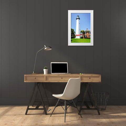 Saint Simons Lighthouse II White Modern Wood Framed Art Print by Hausenflock, Alan