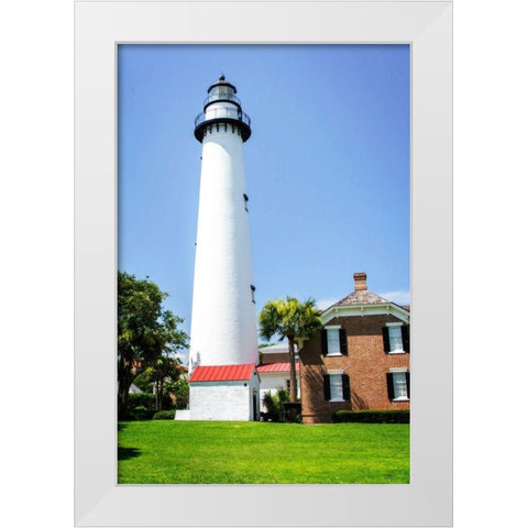 Saint Simons Lighthouse II White Modern Wood Framed Art Print by Hausenflock, Alan