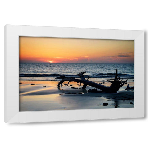 Jekyll Island Sunrise I White Modern Wood Framed Art Print by Hausenflock, Alan