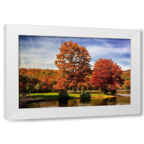 Autumn by the River II White Modern Wood Framed Art Print by Hausenflock, Alan