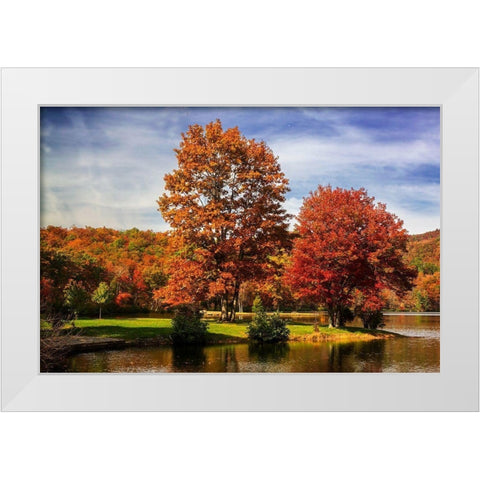 Autumn by the River II White Modern Wood Framed Art Print by Hausenflock, Alan