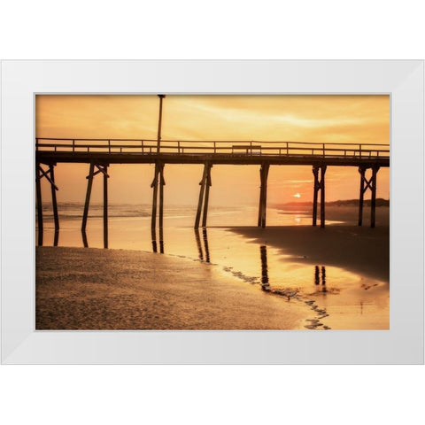 Golden Sunset Beach I White Modern Wood Framed Art Print by Hausenflock, Alan