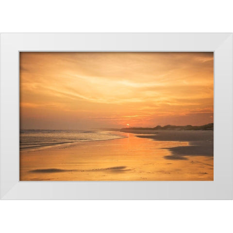 Golden Sunset Beach II White Modern Wood Framed Art Print by Hausenflock, Alan