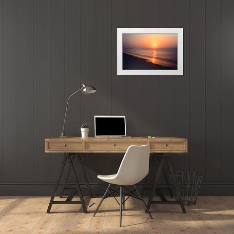 Sunrise in Tranquility White Modern Wood Framed Art Print by Hausenflock, Alan