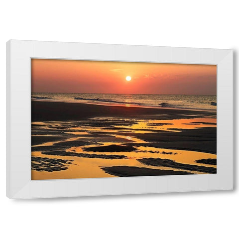 Bright Coral Sunrise White Modern Wood Framed Art Print by Hausenflock, Alan