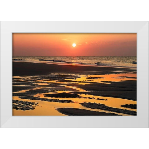 Bright Coral Sunrise White Modern Wood Framed Art Print by Hausenflock, Alan