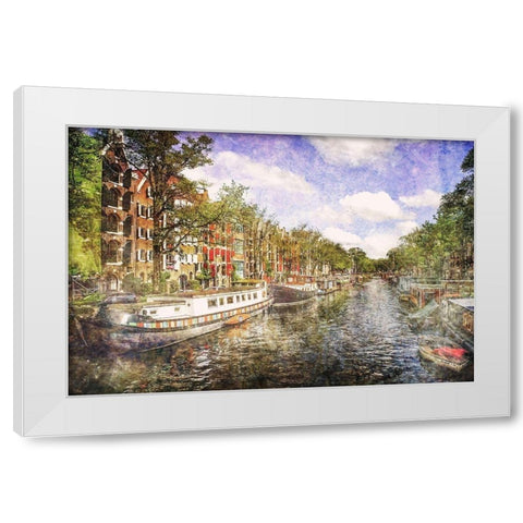 Amsterdam Waterway White Modern Wood Framed Art Print by Hausenflock, Alan