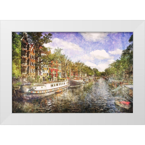 Amsterdam Waterway White Modern Wood Framed Art Print by Hausenflock, Alan