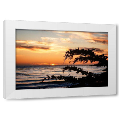 Sunset on Carmel Bay White Modern Wood Framed Art Print by Hausenflock, Alan