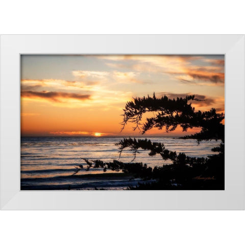 Sunset on Carmel Bay White Modern Wood Framed Art Print by Hausenflock, Alan