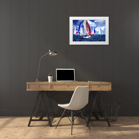 Sailing Away I White Modern Wood Framed Art Print by Hausenflock, Alan