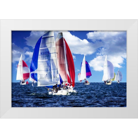 Sailing Away I White Modern Wood Framed Art Print by Hausenflock, Alan