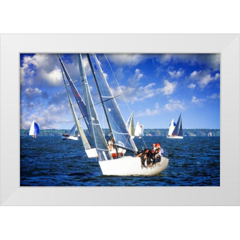 Sailing Away II White Modern Wood Framed Art Print by Hausenflock, Alan