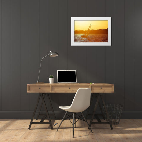 Sailing into the Gold White Modern Wood Framed Art Print by Hausenflock, Alan