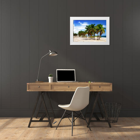 Palms on the Beach II White Modern Wood Framed Art Print by Hausenflock, Alan