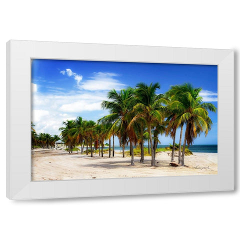 Palms on the Beach II White Modern Wood Framed Art Print by Hausenflock, Alan