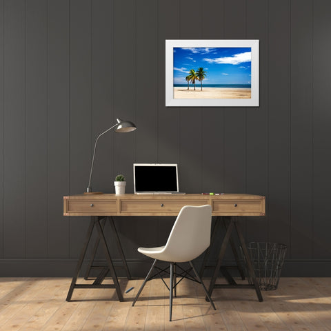 Palms on the Beach III White Modern Wood Framed Art Print by Hausenflock, Alan