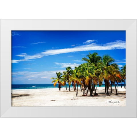 Palms on the Beach IV White Modern Wood Framed Art Print by Hausenflock, Alan