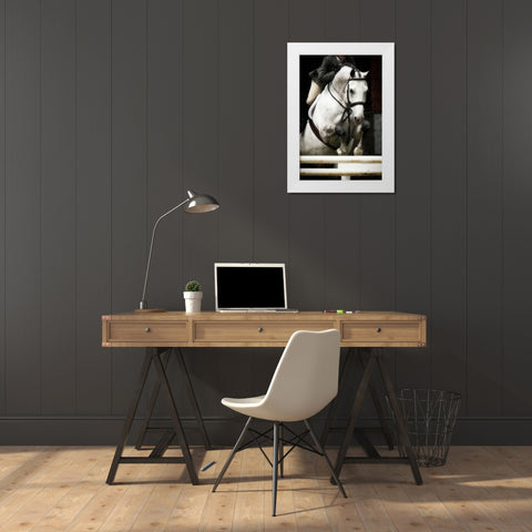 Jumping Hunter I White Modern Wood Framed Art Print by Hausenflock, Alan