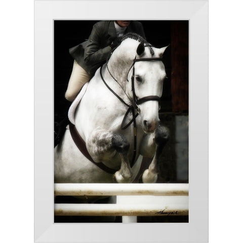 Jumping Hunter I White Modern Wood Framed Art Print by Hausenflock, Alan