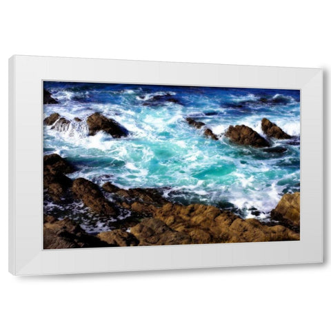 Churning Surf I White Modern Wood Framed Art Print by Hausenflock, Alan