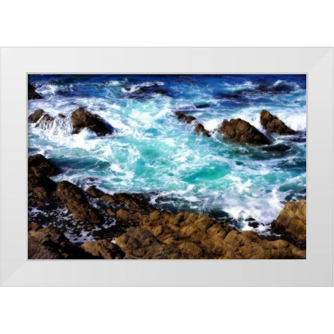 Churning Surf I White Modern Wood Framed Art Print by Hausenflock, Alan