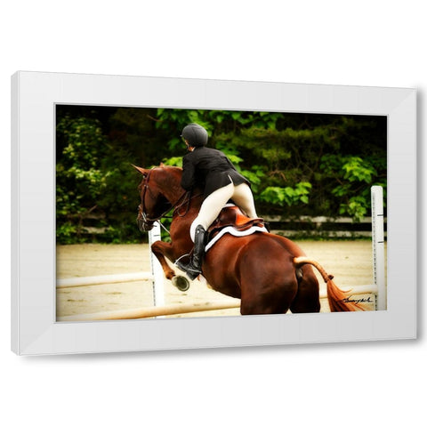 Jumping Hunter III White Modern Wood Framed Art Print by Hausenflock, Alan