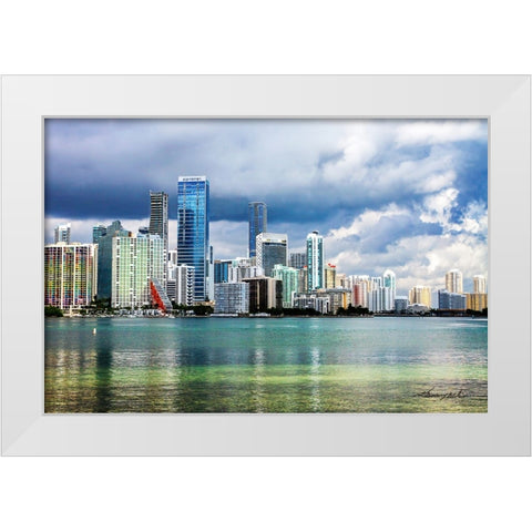 Downtown Miami White Modern Wood Framed Art Print by Hausenflock, Alan