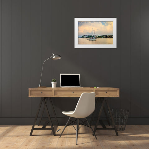 Mooring in Banks Channel White Modern Wood Framed Art Print by Hausenflock, Alan