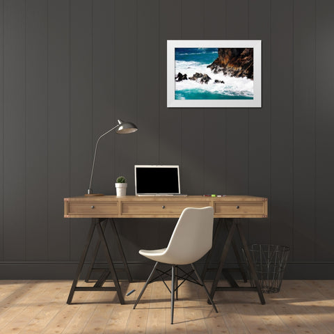 Churning Surf II White Modern Wood Framed Art Print by Hausenflock, Alan